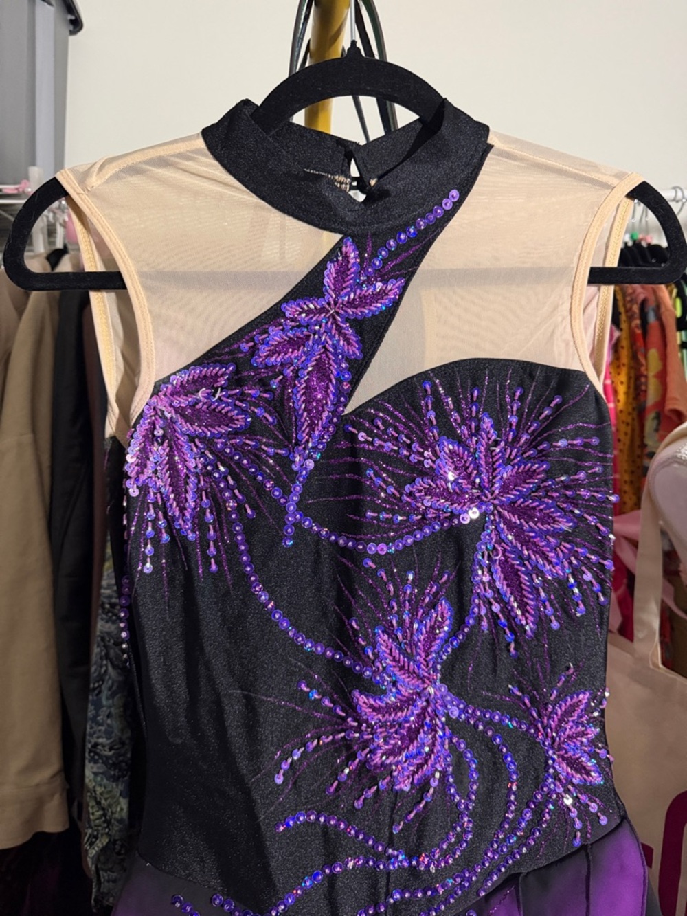 Purple & Black Sequin Dance/Twilling Piece size 7 - Picture 4 of 9